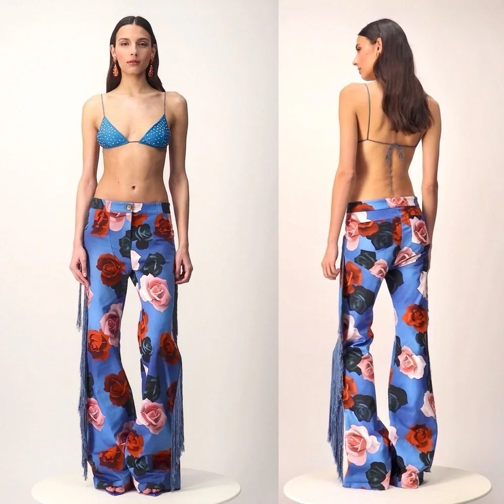 Mirae Noa Icy Roses Fringe Pants - Picture 2 of 9